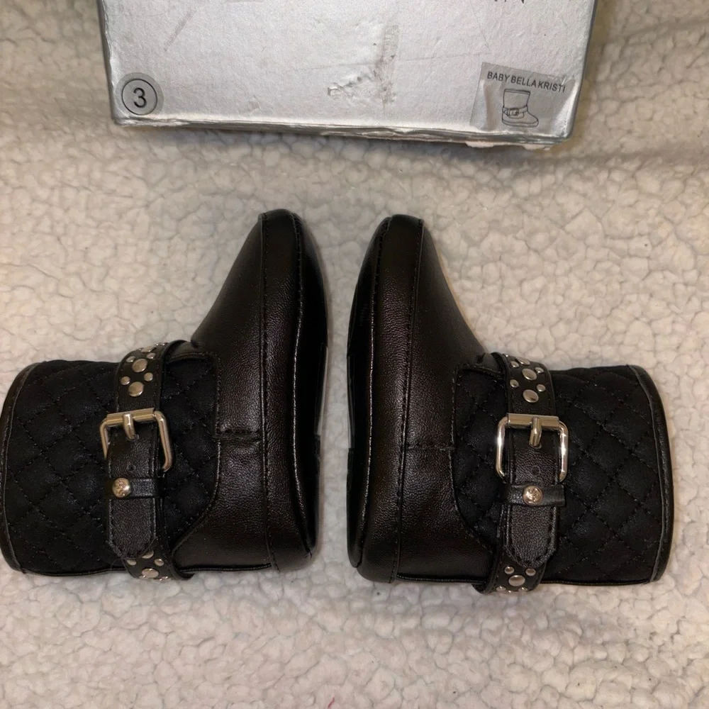 Stuart Weitzman Baby Bella Kristi Soft Infant Black Moto Boots Sz 3 NEW IN BOX
